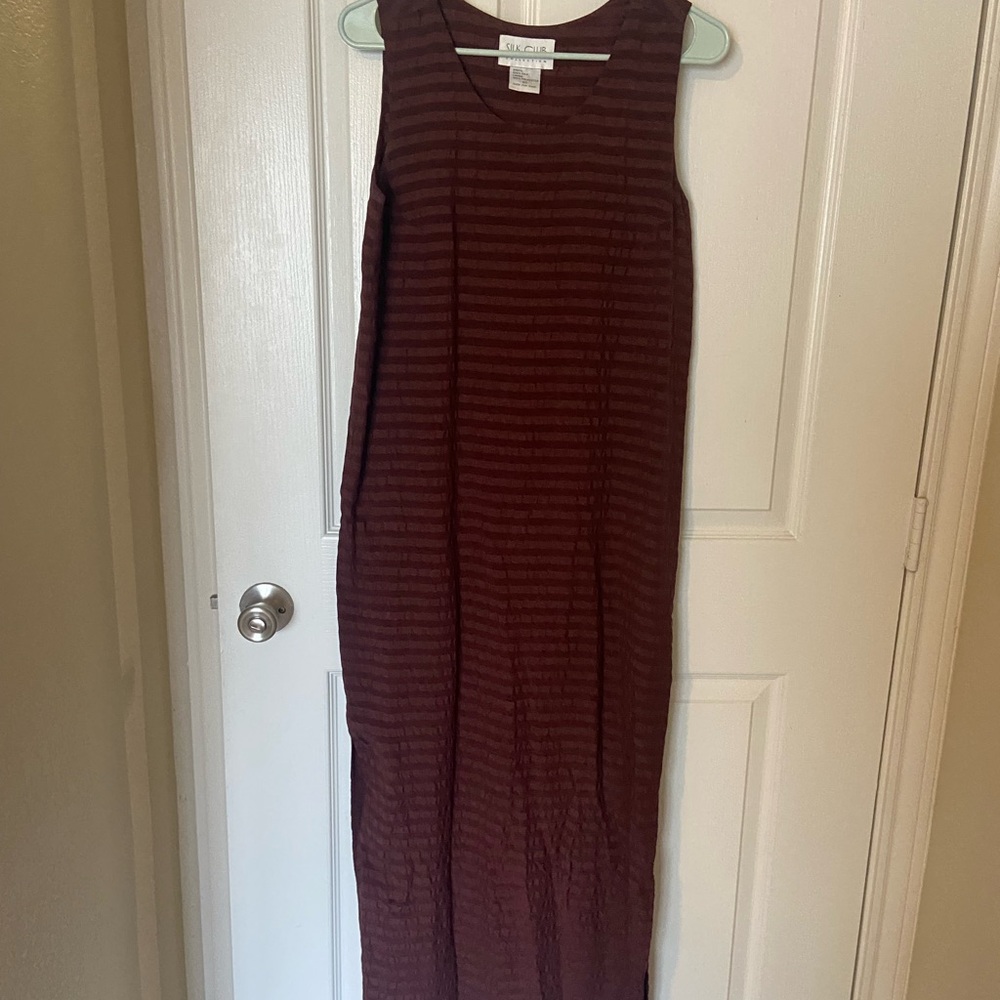 Brown Sleeveless Crew Neck Sheath Maxi Dress